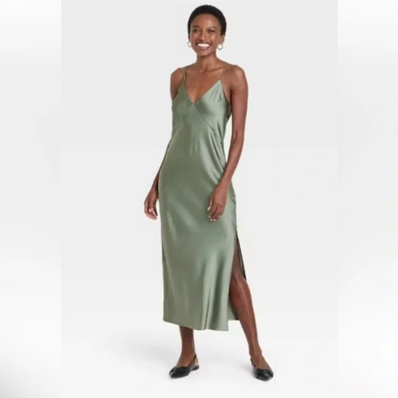 a new day | Dresses | A New Day Womens Midi Slip Dress Lightweight Deep V  Neck Size L | Poshmark